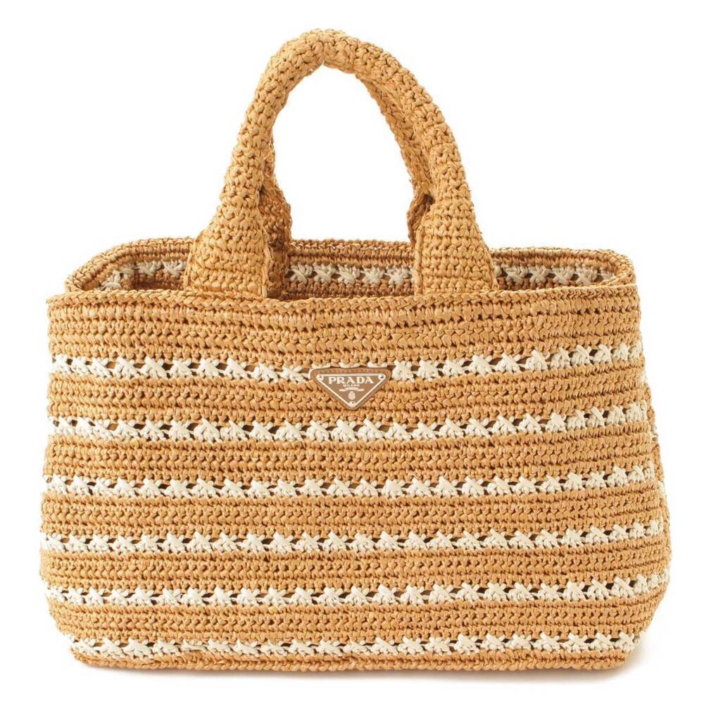 Prada Tote Raffia Canapa Brown Straw Bag - Picture 2 of 10